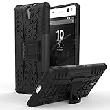 Sony Xperia C5 Ultra Case - MoKo Heavy Duty Rugged Dual Layer Armor with Kickstand Protective Cover for Sony Xperia C5 Ultra 6.0 Inch Smartphone 2015 Release, BLACK