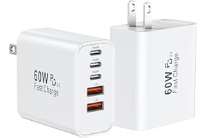 AUORLD USB C Fast Wall Charger Block, 2Pack 60W USBC Phone Charging Cubes, 5-Port Type C Power Plug Adapter Multiport Brick Box for iPhone 17/16/15/14/13/12/11/Pro Max/Plus/Air, iPad mini/Pro,Galaxy S25/S24