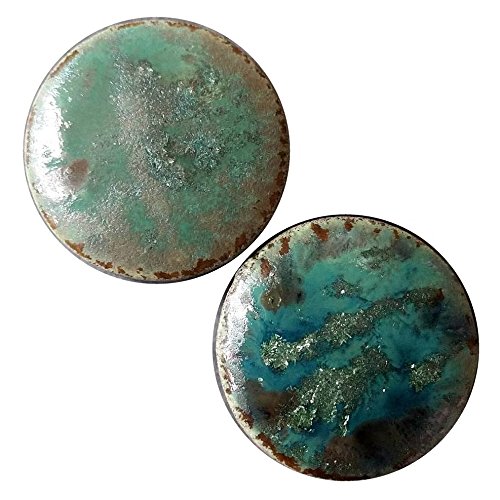Pair - Malachite Glass Essential Oil Ear Plugs Organic Handmade Ceramic double-flared body jewelry
