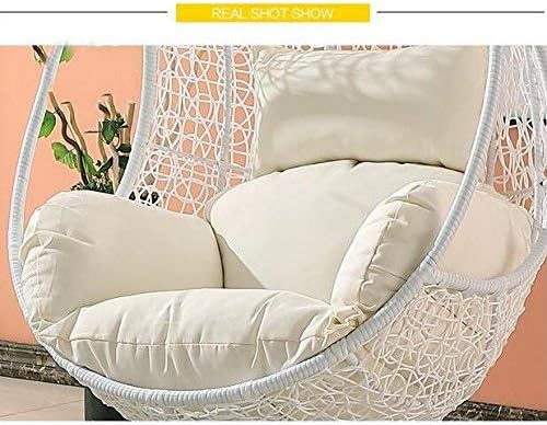 Chair Pad, Hanging egg hammock chair cushions without stand,Swing seat cushion thick nest hanging chair back with pillow-white-White (Color : White)