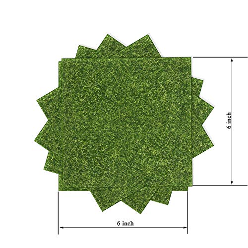 image for Tugaizi 10 Pieces Artificial Garden Grass Turf Tile Lawn Life-Like Fai