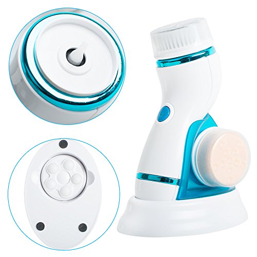 Carejoy Facial Brush Waterproof 2 Speed Electric Deep Cleansing System with 4 Massager Brush Heads