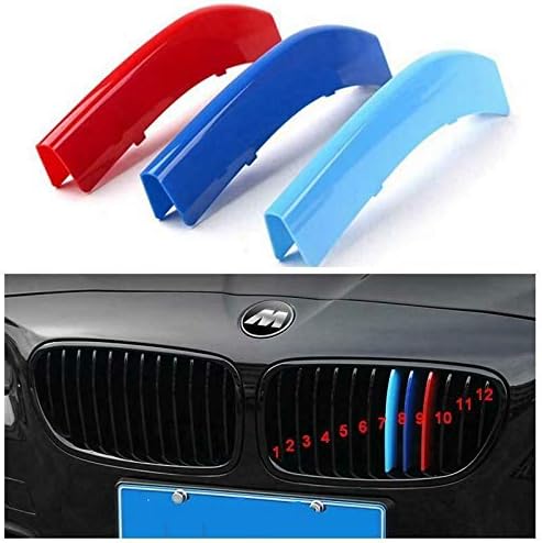 Clip -In Grill Inserts Grille Cover Stripes compatible with Series 5 2011-2013 F10 F18 12 Grilles Beams Bars M Power Sport Tech Performance Styling Tuning