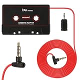 BESDATA Car Cassette Adapters for iPod, iPad, iPhone, MP3, Mobil Device, 3 Feet Long Cable with 3.5mm Male & 2.5mm Male Adapter & Microphone for Phone Calls, Black - KD200