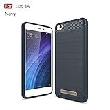 Redmi 4A Case,Ultra Light Carbon Fiber Armor ShockProof Brushed Silicone Grip Case For Xiaomi Redmi 4A ( Color : Navy )