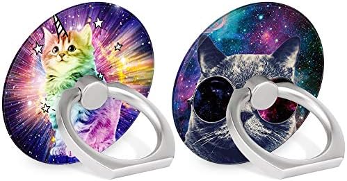 Yufesam Phone Ring Holder Cool Cat 360 Degree Rotation Finger Grip Ring Holder Universal Finger Holder Mount Compatible with Smartphones and Tablets, Pack of 2