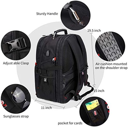 SOLDIERKNIFE Extra Large Durable 50L Travel Laptop Backpack School Backpack Travel Backpack College Bookbag with USB Charging Port fit 17 Inch Laptops for Men Women Including Lock Black 3 SOLDIERKNIFE Extra Large Durable 50L Travel Laptop Backpack School Backpack Travel Backpack College Bookbag with USB Charging Port fit 17 Inch Laptops for Men Women Including Lock Black