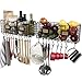 Wall35 Amalfi Metal Wire Baskets for Kitchen Pantry Organization and Storage, Wall Mounted Fruit Basket Set of 2 with 20 S Hooks, Black