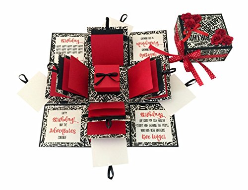 Crack of Dawn Crafts 3 Layered Handmade Birthday Card Birthday Gift Unique Birthday Gift Explosion Box Black Text