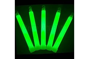 GLOW WITH US Glow Sticks Bulk Wholesale, 25 6” Industrial Grade Green Light Sticks. Bright Color, Glow 12-14 Hrs, Safety Glow Stick with 3-Year Shelf Life, GlowWithUs Brand