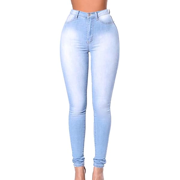 Andongnywell Women's High Waist Skinny Jeans - Stretch Denim Butt Lift Trousers, Solid Color, Stretchy Fit - View #4