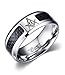 Stainless Steel Blue Carbon Fiber Inlay Polished Beveled Edge Masonic Wedding Ring Bands for Men,Freemason Ring,size 12
