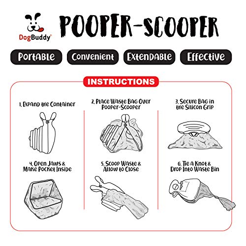 DogBuddy Pooper Scooper, Portable Dog Poop Scooper, Sanitary Dog Waste Pick Up, Heavy Duty Dog