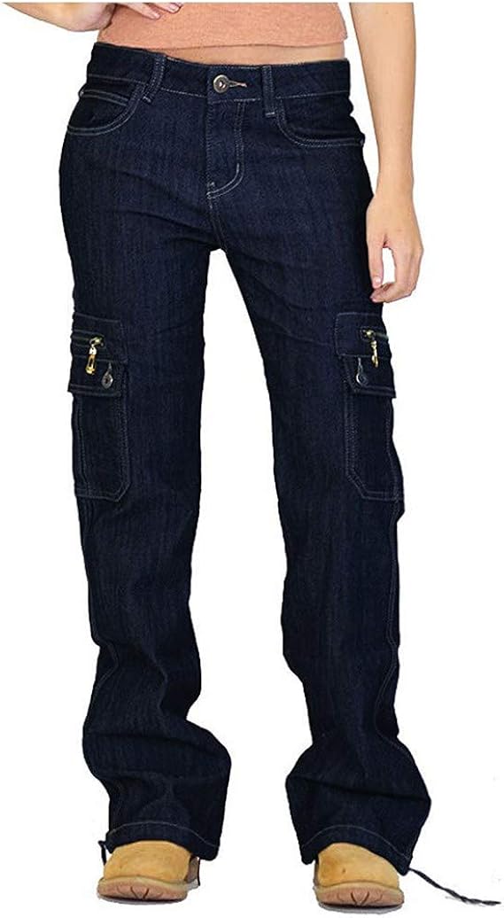 Ladies Loose Jeans Women High Pants Festival Cargo Waist Fashion with
