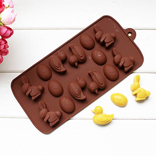 2-Pack Bunny Duck Egg Molds - Mold Easter Sunday Silicone Molds for Chocolate, Ice Cube, Jello, Hard Candy, Gummy