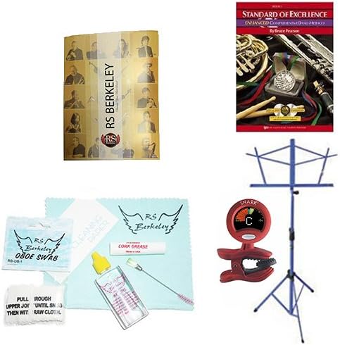 Oboe Players Mega Pack - Essential Accessory Pack for the Oboe: Includes: Oboe Care &amp; Cleaning Kit, Music Stand, Band Folder, Standard of Excellence Book 1 for Oboe, &amp; Tuner &amp; Metronome