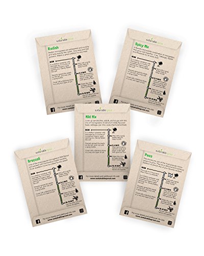 Microgreens Seeds Kit â€“ 100% Non GMO - Broccoli, Radish, Peas, Spicy and Mild Mix for planting and sprouting indoor