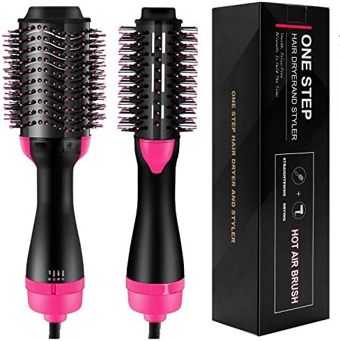 Freyamall One Step Hair Dryer & Volumizer, 2-in-1 Negative Ion Hair Curler Straightener Brush Professional Salon Styler Dryer Air Paddle for All Hairstyle