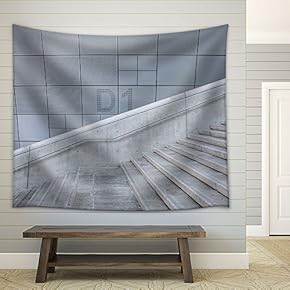 Grey Stone Stair Cases - Fabric Wall Tapestry Home Decor - 51x60 inches