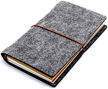 Louis Lord Felt Journal Travelers Notebook, Refillable Classic Lined & Blank & Kraft Paper Personal Organizer Planner, Travel Diary & Writing Pad for Men and Women to Write in (Gray) 7" x 4.5"