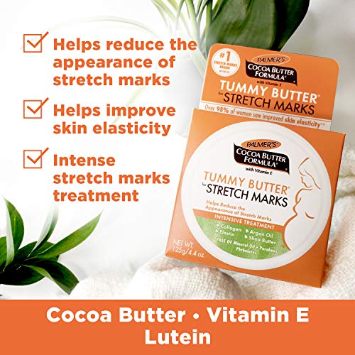 palmer's cocoa butter formula tummy butter bálsamo para estrías y cuidado de la piel durante el embarazo | 4.4 onzas 