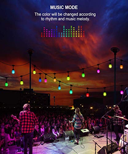 Led String Lights RGB & Warm White DIY APP Controlled Color Changing Hanging Light for Indoor and Outdoor Cafe Patio Commercial Party Holiday Decoration - Waterproof, Sync to Music,22Ft 6Bulbs