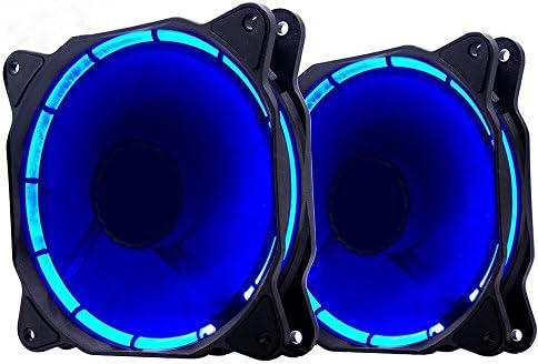 EZDIY 2-Pack of 120mm LED Silent Fan for PC, Case Coolers, and Radiators Ultra Quiet High Airflow Computer Case Fan-BLUE