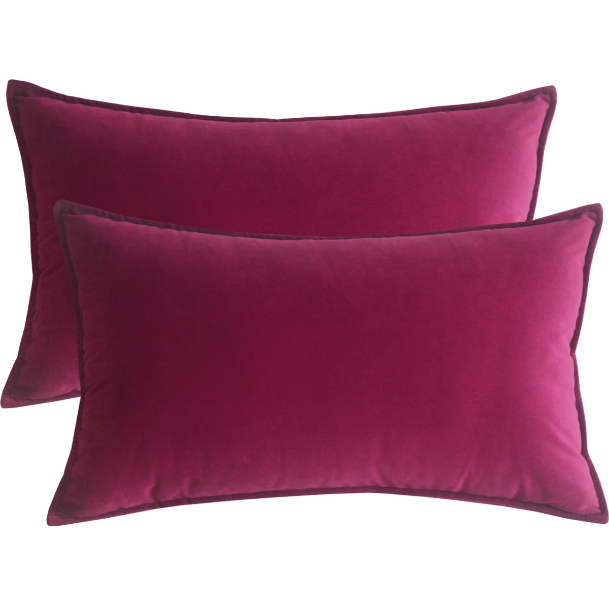 Lutanky Velvet Cushion Covers 30 x 50 cm Wine Red Decorative Rectangle Throw Pillow Covers (Pack of 2) Soft Oblong Piped Pillowcases for Sofa Bedroom with Invisible Zipper 12x20 Inch
