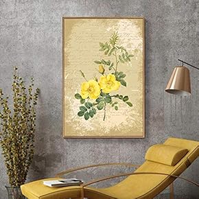 Floating Framed for Living Room Bedroom Retro Flower for