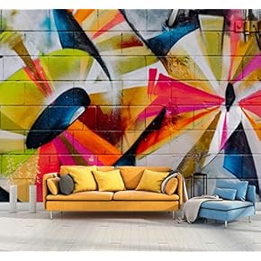 Wall Mural Colorful Graffiti Removable Wallpaper Wall Sticker for Bedroom Living Room - 66x96 inches