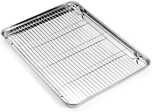 Zacfton Baking sheets and Rack Set, Cookie pan with Nonstick Cooling Rack &amp; Cookie sheets Rectangle Size 16 x 12 x 1 inch,Stainless Steel &amp; Non Toxic &amp; Healthy,Superior Mirror Finish &amp; Easy Clean