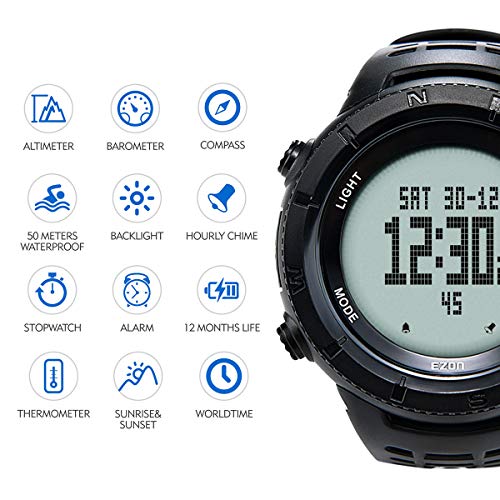 EZON Men's Hiking Outdoor Sports Watch with Altimeter Barometer Compass Thermometer Waterproof