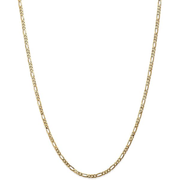 Amazon.com: Real 14kt Yellow Gold 7mm Flat Figaro Chain; 24 inch