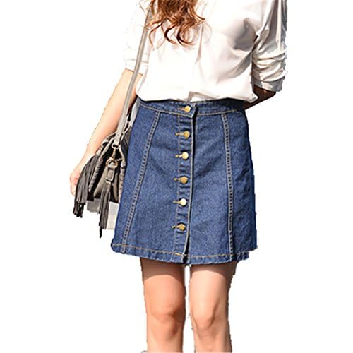 button up front denim skirt