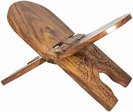GoCraft Hand crafted foldable Book Holder with Intricate Carvings, 12" X 6"