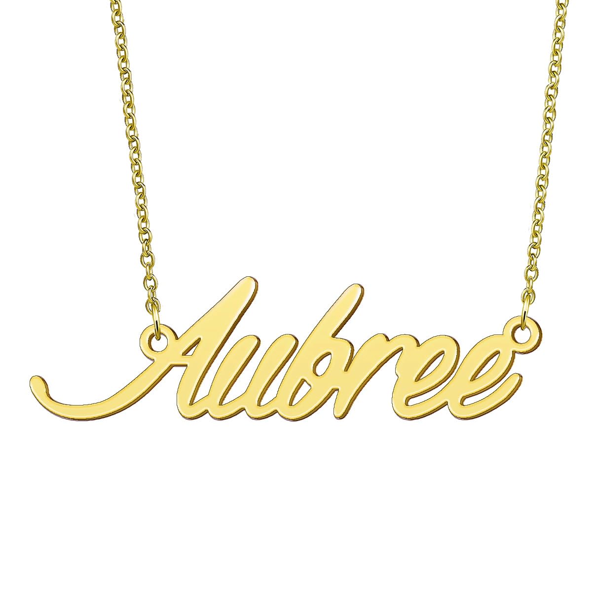 BYBWBL Aubree Name Pendant Necklace 18k Gold Plated