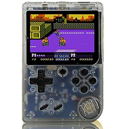 Leoie Retro Portable Mini Handheld Game Console 8-Bit 3.0 Inch Color LCD Kids Color Game Player Built-in 168 Games Transparent White