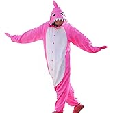 WOTOGOLD Animal Cosplay Costume Shark Unisex Adult Pajamas ,Small,Rose Red