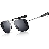 SUNGAIT Men's Military Style Polarized Pilot Aviator Sunglasses Bayonet Temples
