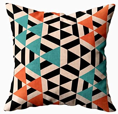 TOMKEY Cusion Pillow Cover, Hidden Zippered 20X20Inch Abstract Pattern Geometric Background triangeles Decor Throw Cotton Pillow Case Cushion Cover for Home Decor