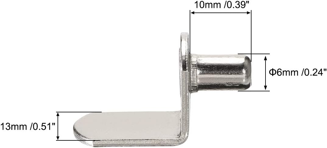 sourcing map Shelf Support Peg,6mm L-Shaped Support - Image 3