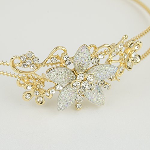 Lux Accessories Stone Floral Burst Wire Flower Headband