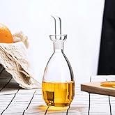 Affogato Glass Oil Bottle with Spout, Olive Oil Dispenser Vinegar Drizzler Pourer Stopper Pot, Soy Sauce Vinegar Cruet Non Drip Heat-Resistant for Cooking Kitchen Restaurant BBQ (8.5 oz)