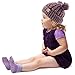 Kids Ages 2-7 Pom Pom Ears Chunky Thick Stretchy Knit Soft Beanie Hat Purple