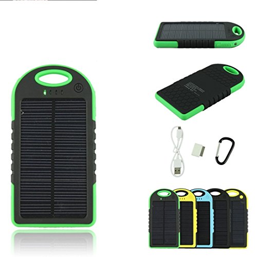 Solar Charger -Bon Venu 5 Solar Panel 5000mah Portable Backup Power Bank Pack Water/ Shock/ Dust Resistant Dual USB Charger 5000mah Solar Battery Panel Dual USB Port Rain-resistant, Dirtproof and Shockproof Portable Charger Backup External Battery Pack Power Bank for Iphone 6, 6 Plus, 5s, 5c, 4s, 4, Ipod Touch, Ipad Mini,ipad 1,2,3,4,5,6,ipad Air Retina (Apple Lightning Adapter Included), Samsung Galaxy Note 2, Note 3, S2 S3, S4, S5,nexus 4/5/7,moto X, Lg G2/3,sony Xperia Z1 Black, Nokia Lumia 1520, Nokia Lumia 1020 4g,note Pro, Amazon Kindle Fire HDX 7/8.9 Tablet, Google Nexus Tablet 7,blackberry Z10, Sony Xperia Z, Motorola Droid Maxx, HTC One Mini, Droid Dna,most Android/windows Smart Cell Phones, Gps, Tablets, and Other Usb-charged Devices (Green)