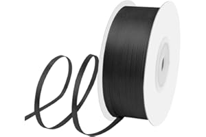 Isaspire 1/8" Width x 100 Yards Satin Ribbon, Small Black Ribbon Perfect for DIY Craft, Bows, Gift Wrapping, Flower Bouquet, Valentine's Day, Christmas and Party Decoration