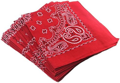 YOHO BUY Cowboy Paisley Bandanas Novelty - 12 Pack (Red)