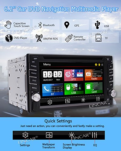 Double Din Car Stereo GPS Navigation System DVD Player Bluetooth 2 Din Car Radio Capacitive Touch Screen + Free Backup Camera Support SWC USB SD 1080P Wireless Remote Control Car Logo Multi Language