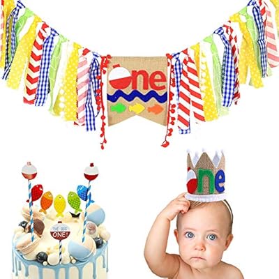 Fishing Themed First Birthday Party Decorations Set Of 3
