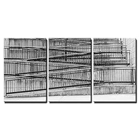 Wall26-3 Piece Canvas Wall Art - Stairs. - Modern Home Art Stretched and Framed Ready to Hang - 16"x24"x3 Panels